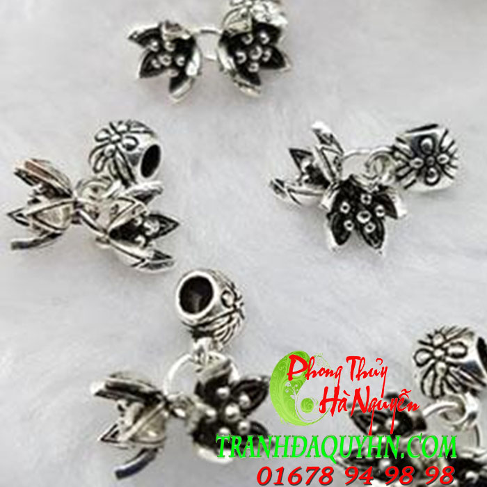 charm bạc hoa sen - phụ kiện làm vòng